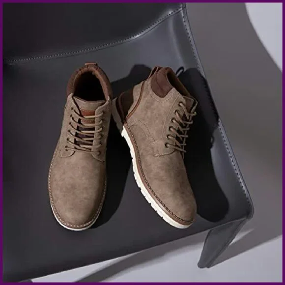 Men's Hiking Boots Premium Faux Leather Anti-Slip Sole Size 8-15